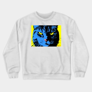 ANGRY CAT POP ART - BLUE BLACK YELLOW Crewneck Sweatshirt